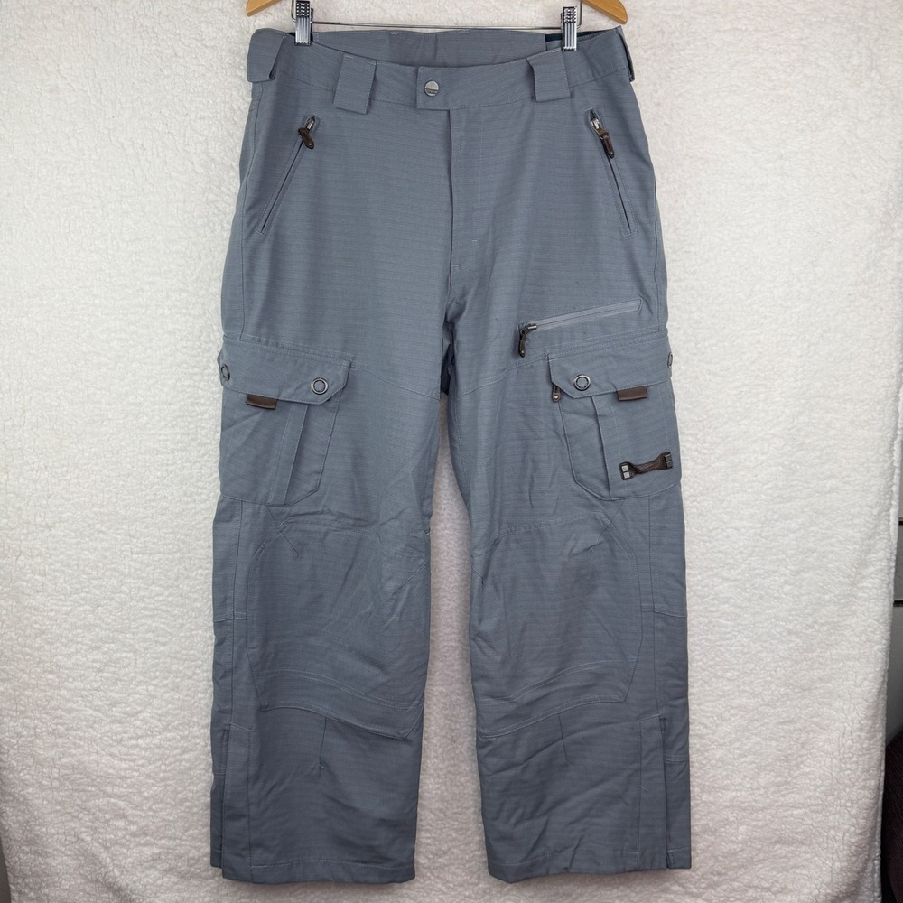 Sims Mens Cargo Ski Snowboard Pants Gray Textured Technical Winter Trousers